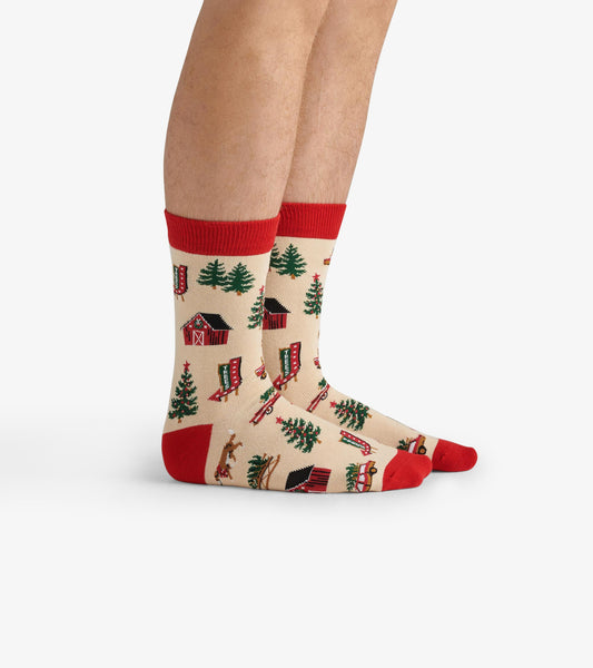 Men's Christmas Tree Farm Crew Socks Hatley Little Blue House