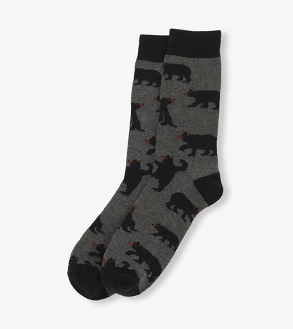 Charcoal Bears Men's Crew Socks