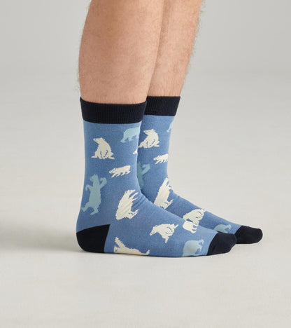 Men's Blue Polar Bears Crew Socks