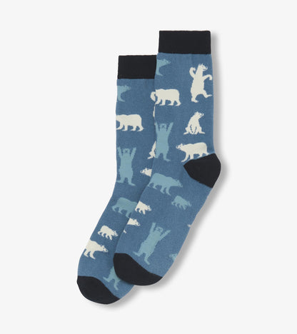 Men's Blue Polar Bears Crew Socks