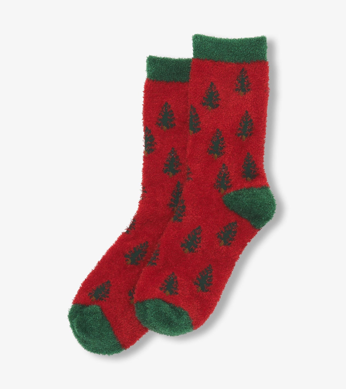 Adult Trees on Red Fuzzy Socks