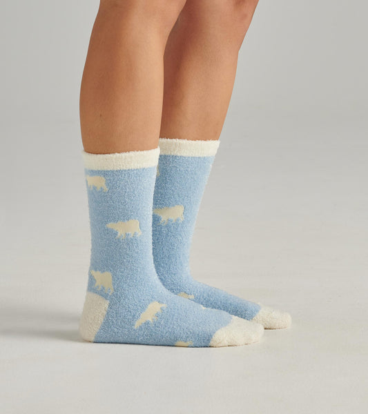 Women's Blue Polar Bears Fuzzy Socks