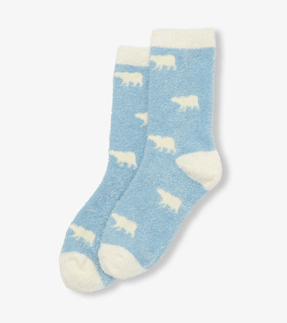 Women's Blue Polar Bears Fuzzy Socks