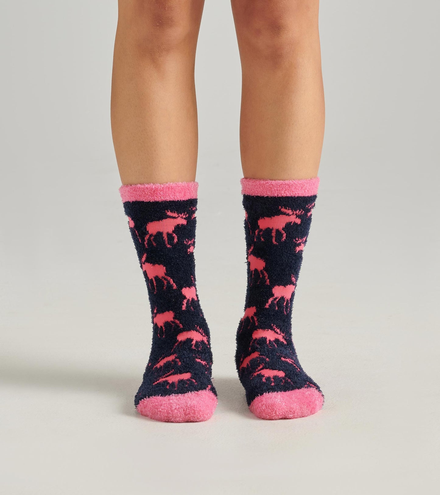 Raspberry Moose Fuzzy Socks