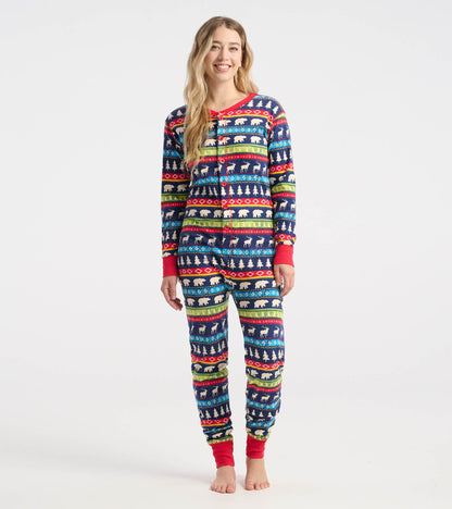 Adult Navy Fair Isle Onesie