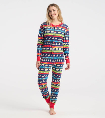 Adult Navy Fair Isle Onesie