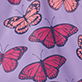 View Girls Violet Butterflies Rain Jacket - Several pink and purple butterflies on a lavender background