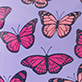 View Girls Violet Butterflies Shiny Rain Boots - Pink and red butterfly pattern on a lavender background