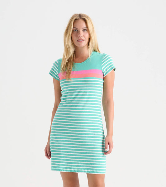 Women's Bermuda Stripes Crew Neck T-Shirt Dress