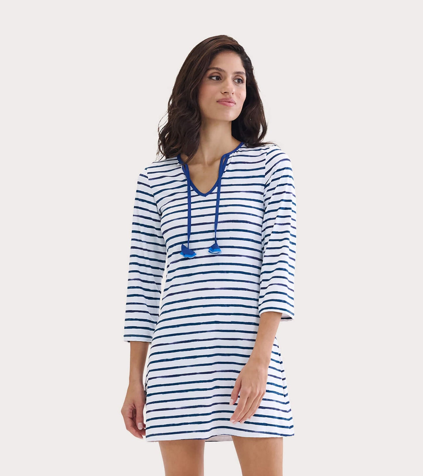 Women's Watercolor Stripes Seaside Beach Dress