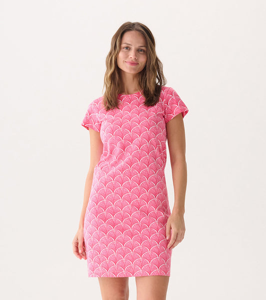 Women's Coral Fans Crew Neck T-Shirt Dress