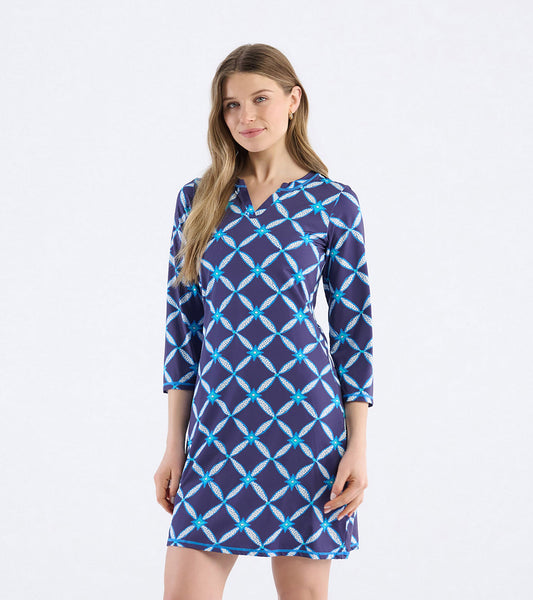 Women's Diamond Ikat Notch Neck Dress