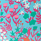 View Girls Wildflowers Shiny Rain Boots - Abstract floral pattern in pink, teal, coral, and white on a light blue background