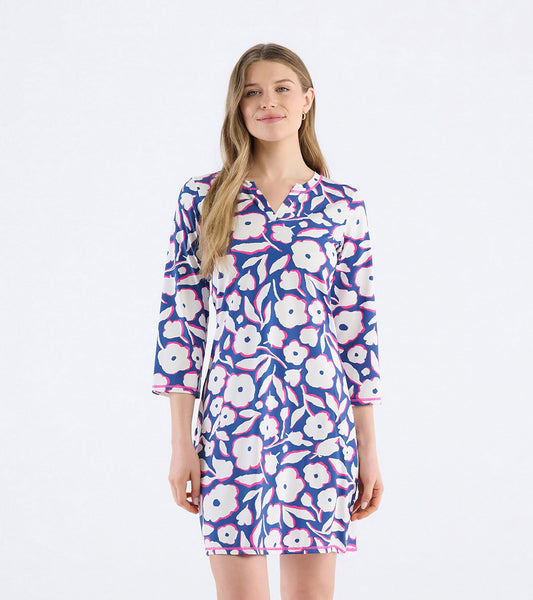 Women's Fresh Flowers Notch Neck Dress