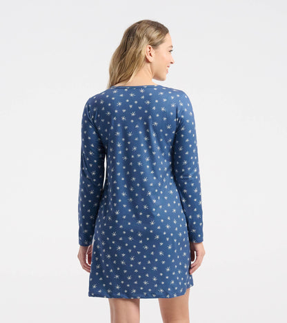 Capelton Road Women's Blue Snowflakes Long Sleeve Nightshirt