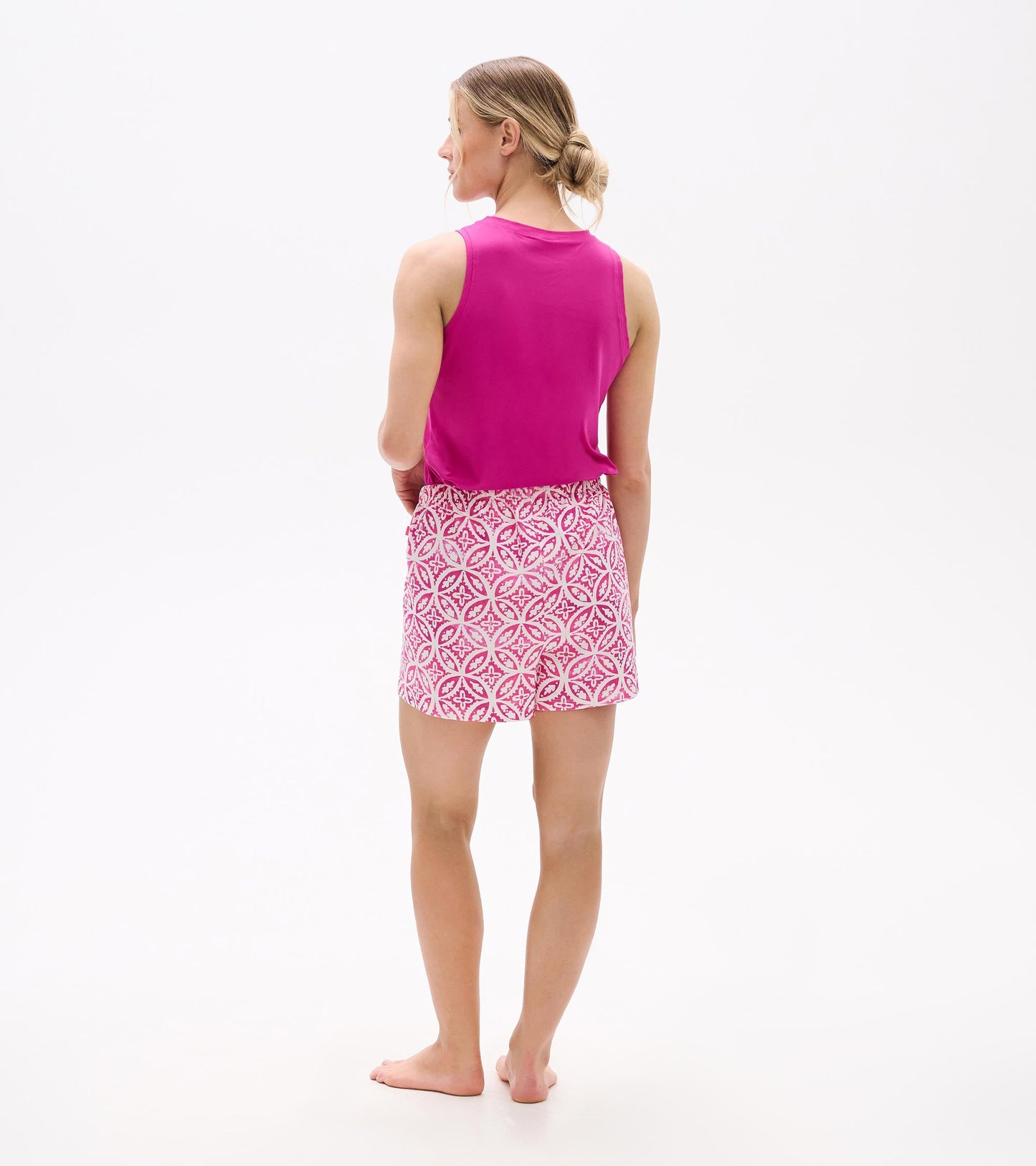 Women's Pink Lotus Polyknit Pyjama Shorts