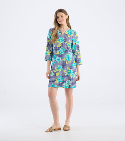 Women's Bold Floral Notch Neck Dress