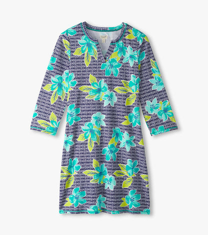 Women's Bold Floral Notch Neck Dress