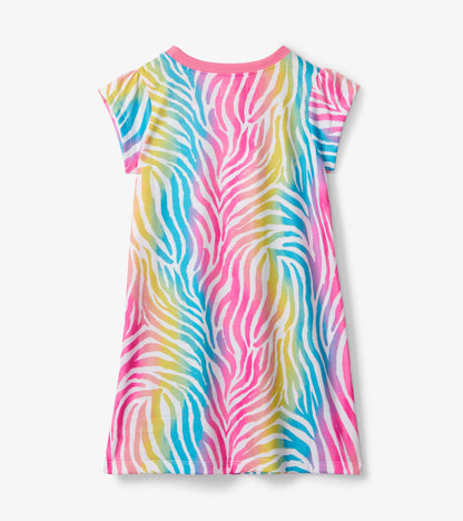 Rainbow Zebra Short Sleeve Nightdress