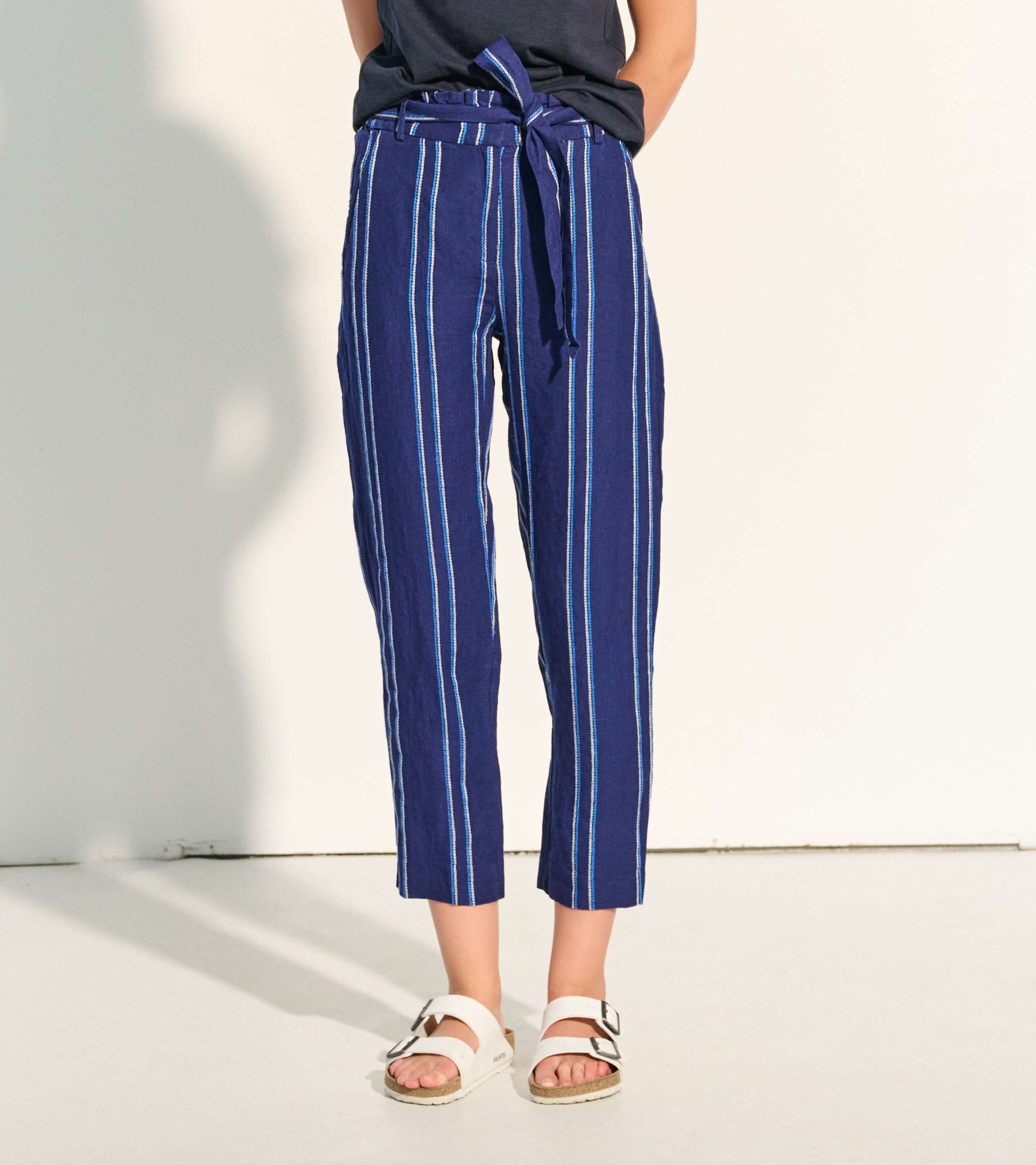 Paper bag striped pants on sale