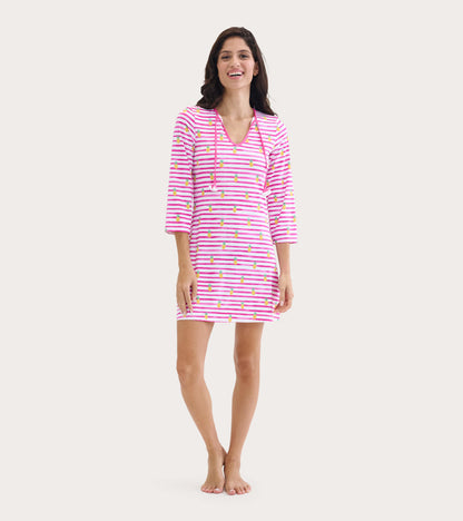 Women's Pineapple Stripes Seaside Beach Dress