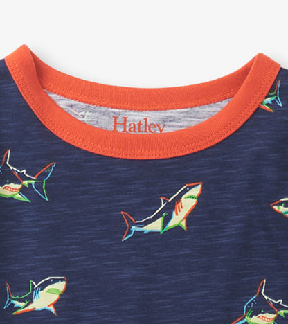 Boys Glow Sharks Short Pajama Set