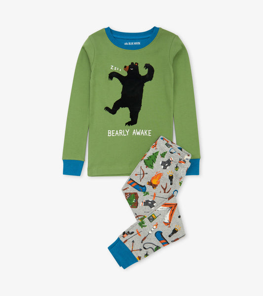 Retro Camping Kids Appliqué Pajama Set