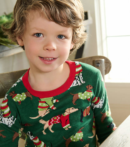 Green Woofing Christmas Kids Pajama Set