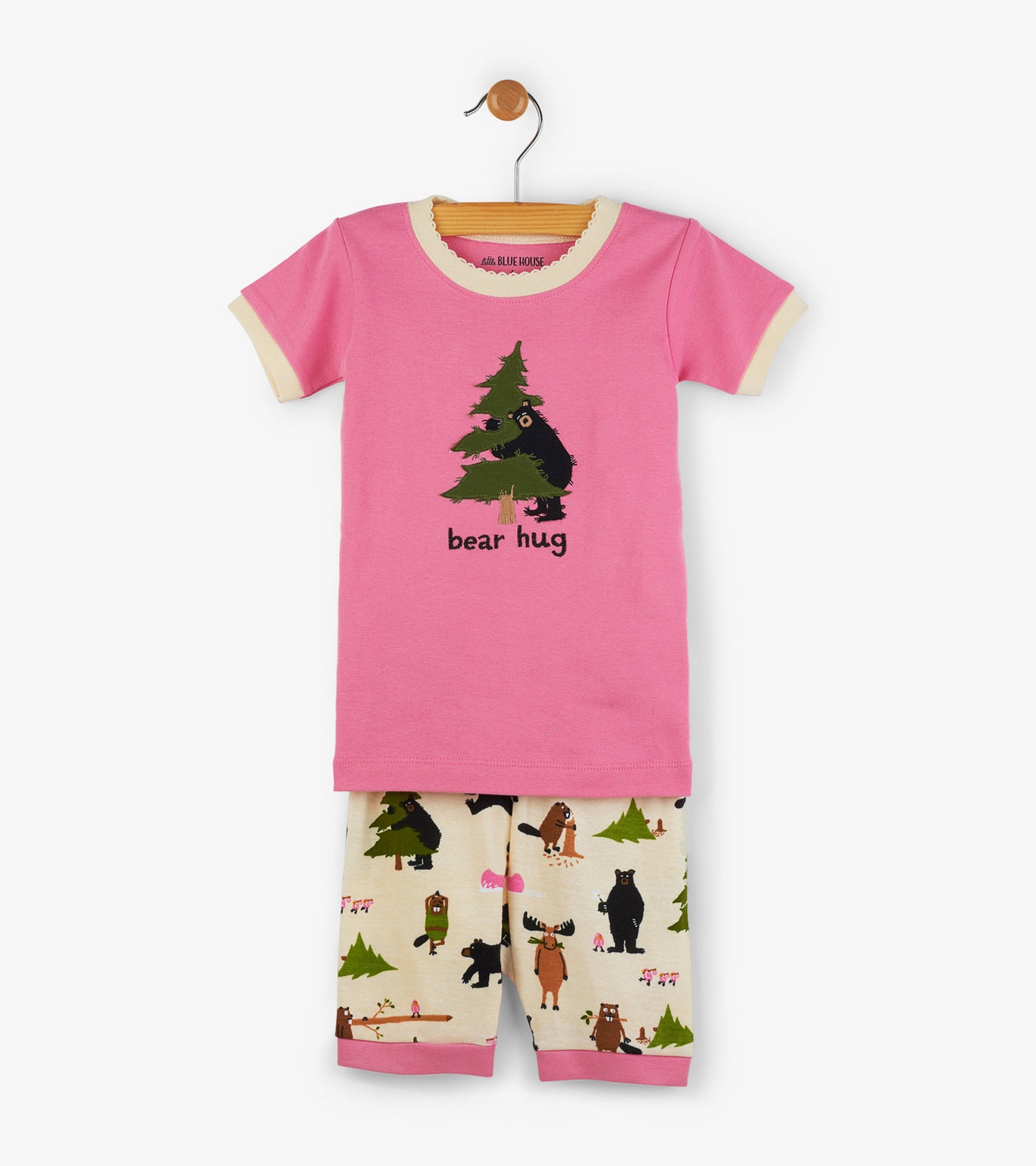 Pink Bear Hug Kids Short Pajama Set