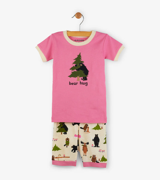 Pink Bear Hug Kids Short Pajama Set