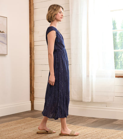 Millie Dress - Navy Sequin Stripes