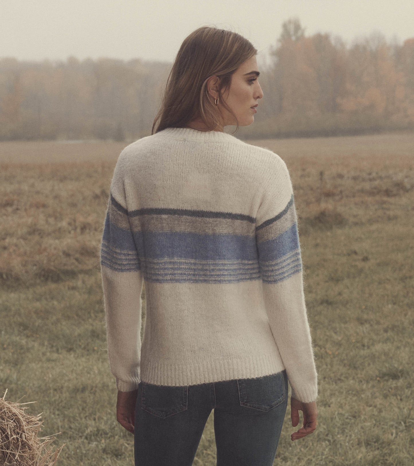 Crew Neck Pullover - Blue Sunset Stripes