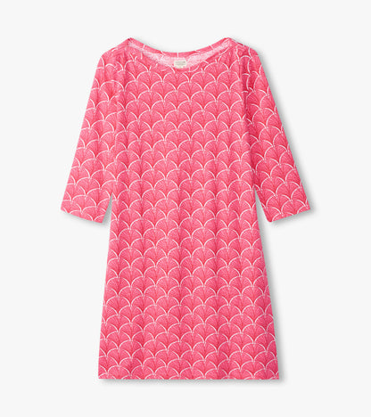 Women's Coral Fans 3/4 Sleeve Summer Dress