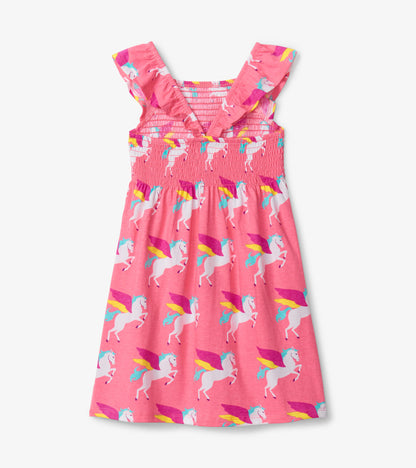 Graphic Pegusus Smocked Dress