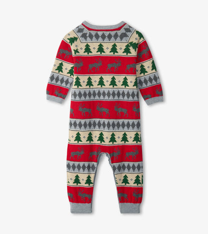 Holiday Elk Fair Isle Baby Sweater Romper