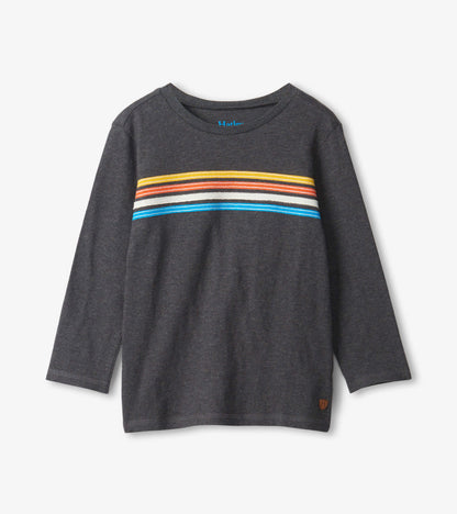 Boys Charcoal Striped Long Sleeve T-Shirt