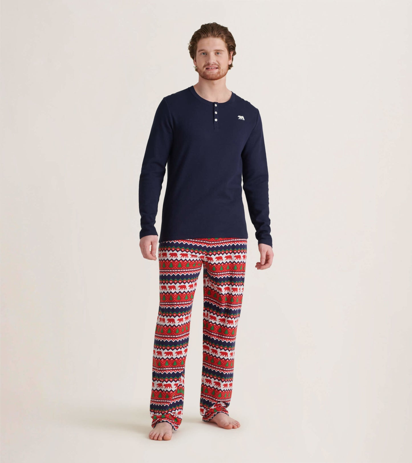 Men's Fair Isle Bear Jersey Pajama Pants