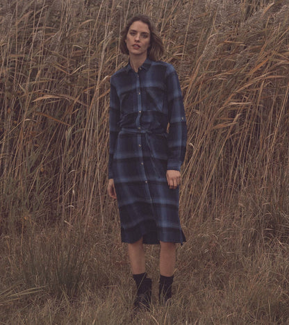 Gwen Midi Shirt Dress - Faded Plaid