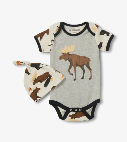 Wildlife Baby Bodysuit & Hat