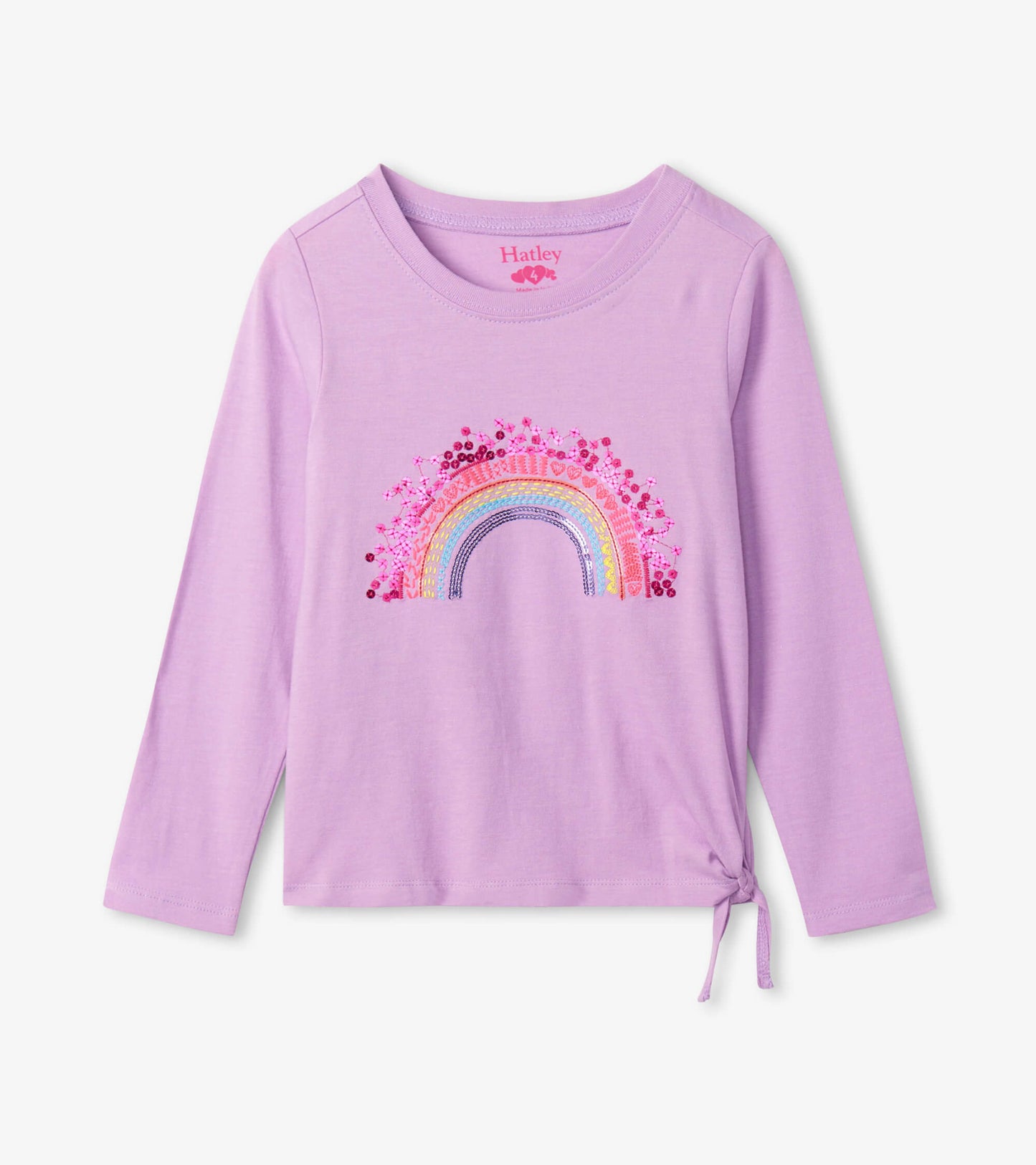 Over The Rainbow Long Sleeve Tie Front Tee