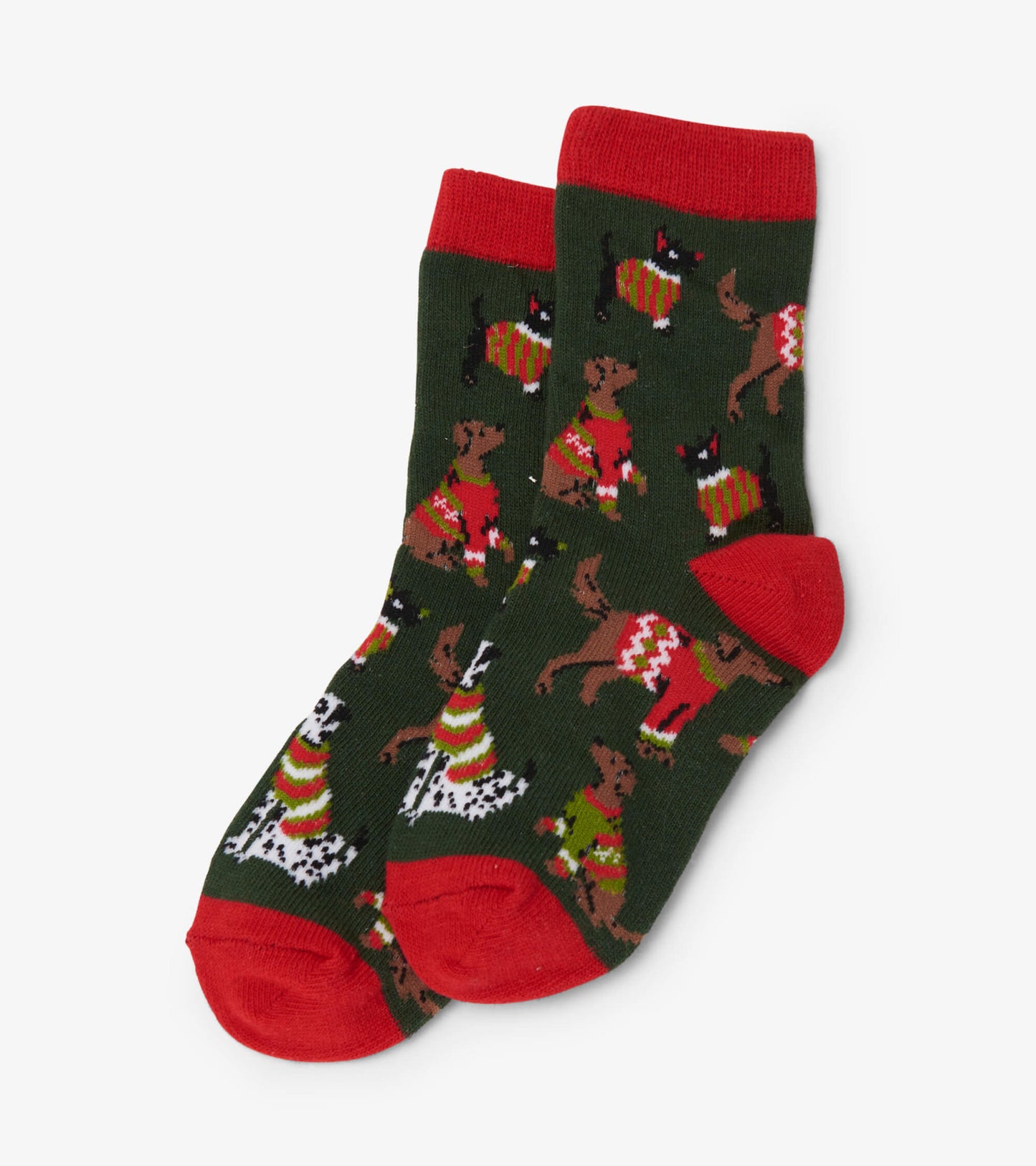 Kids Green Woofing Christmas Crew Socks