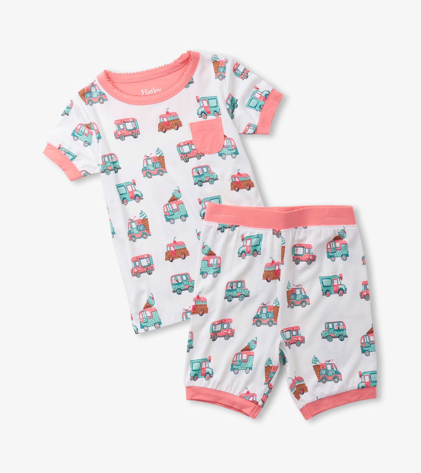 Girls Ice Cream Trucks Bamboo Short Pajama Set