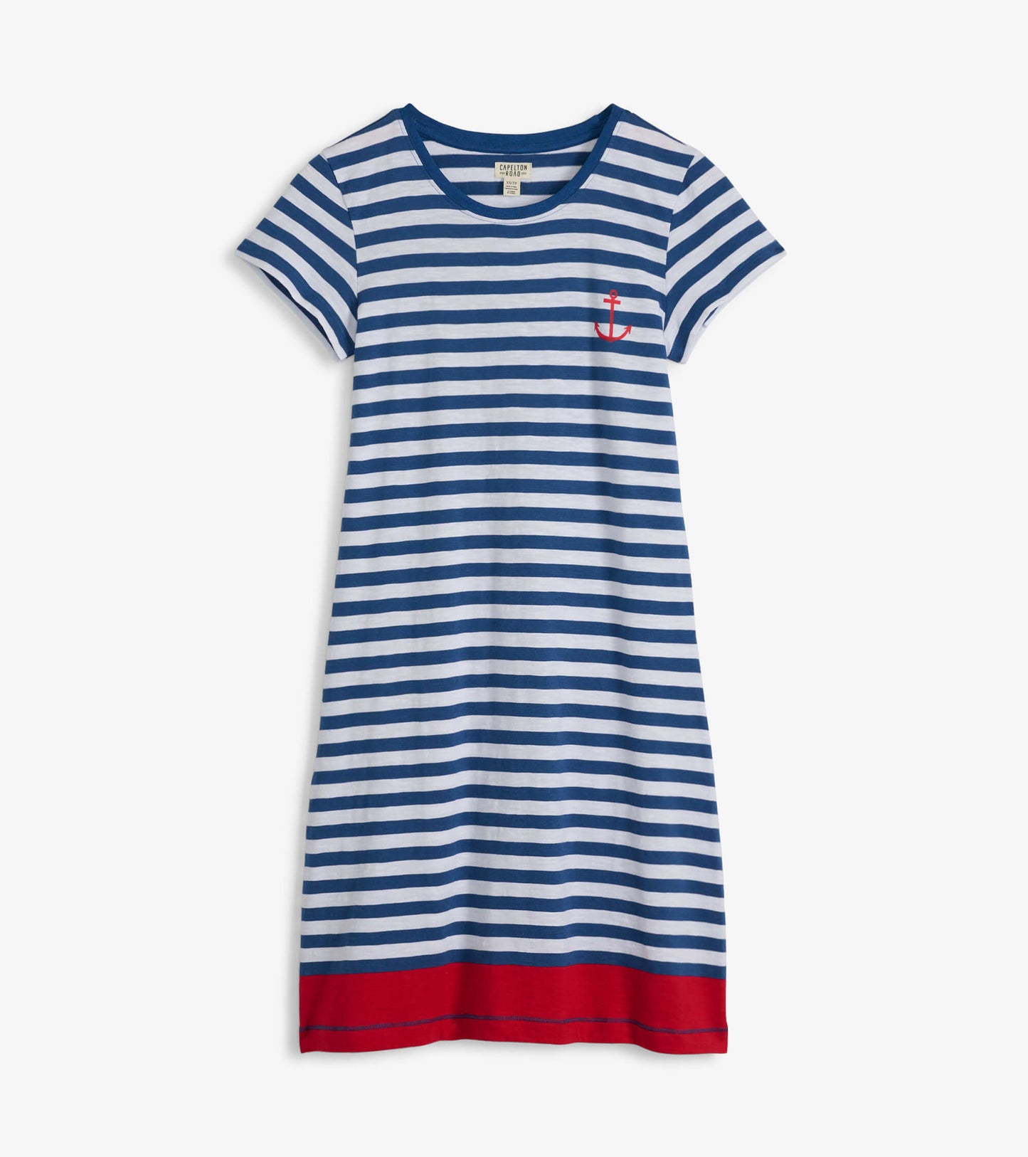 Women's Nautical Stripes Crew Neck T-Shirt Dress