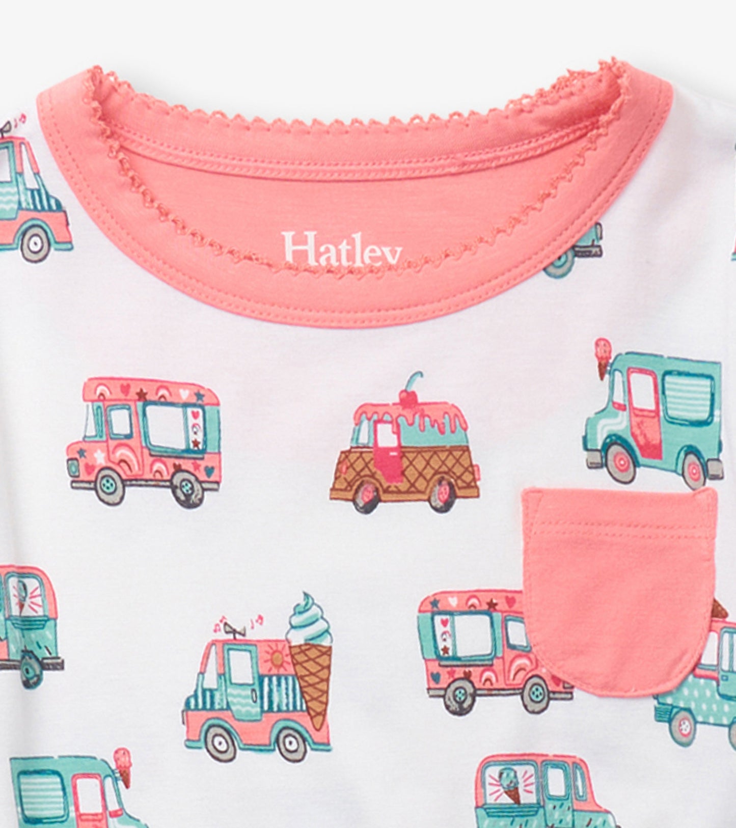 Girls Ice Cream Trucks Bamboo Short Pajama Set