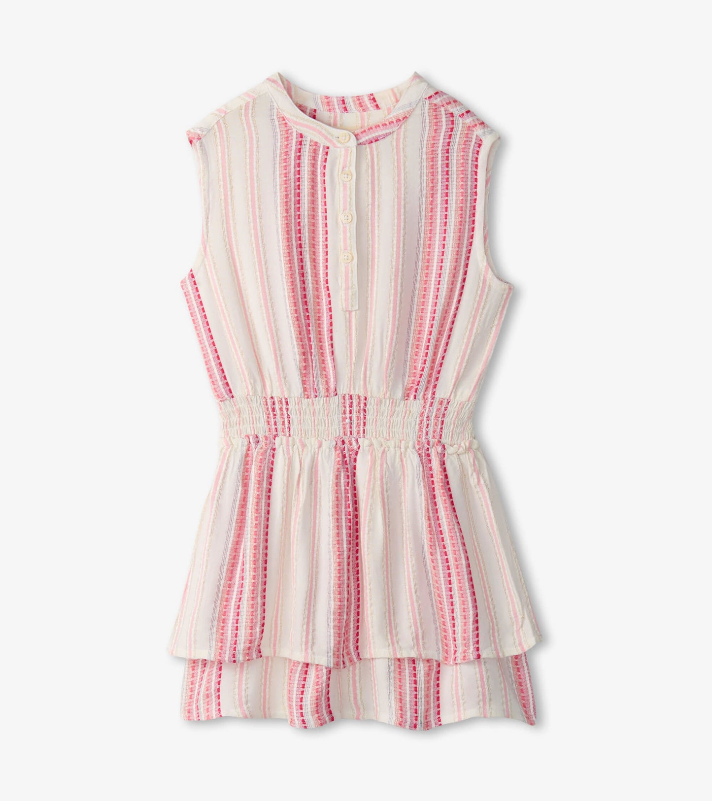 Girls Ribbon Stripe Smocked Waist Dress