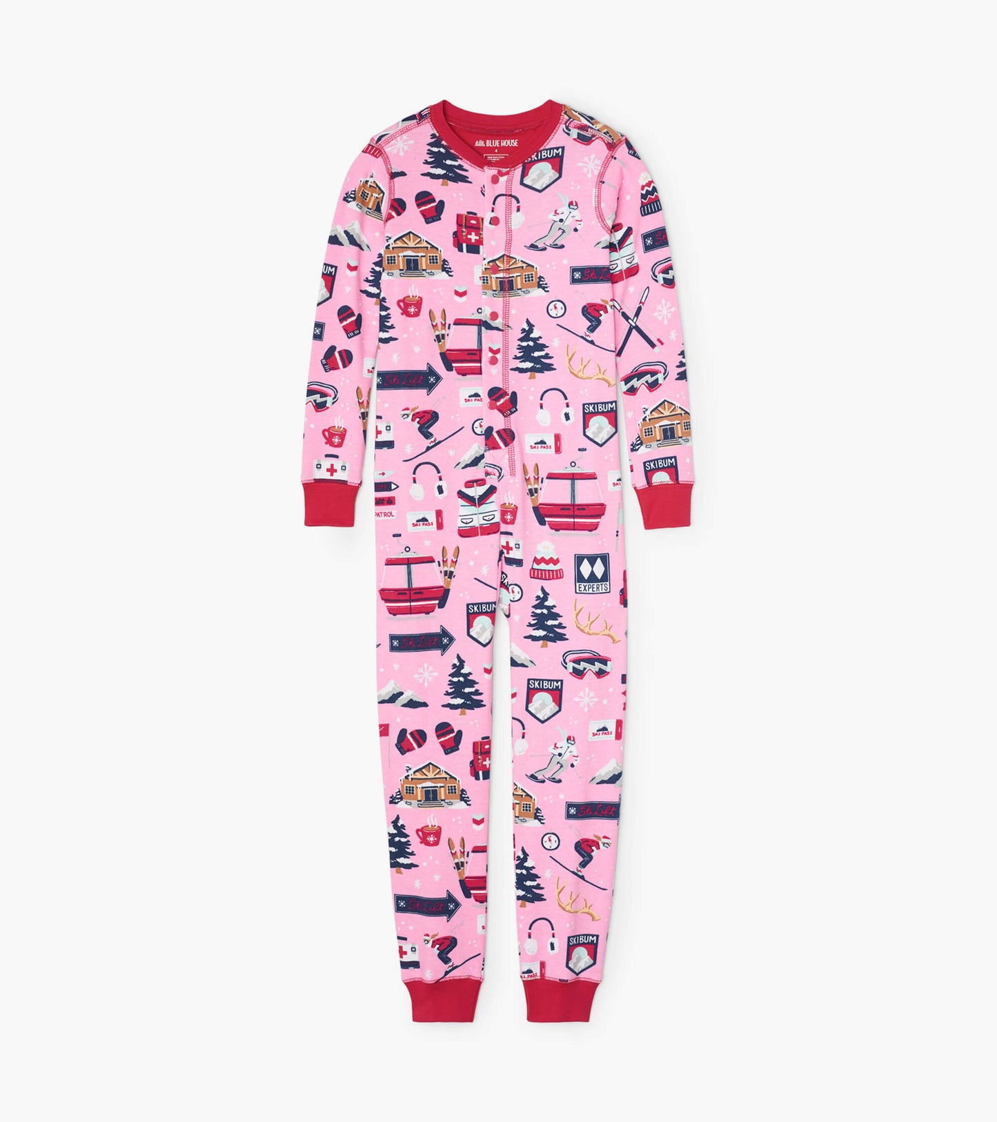 Pink Ski Holiday kids union suit