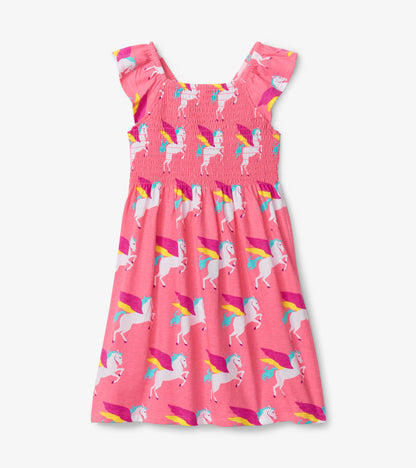 Graphic Pegusus Smocked Dress