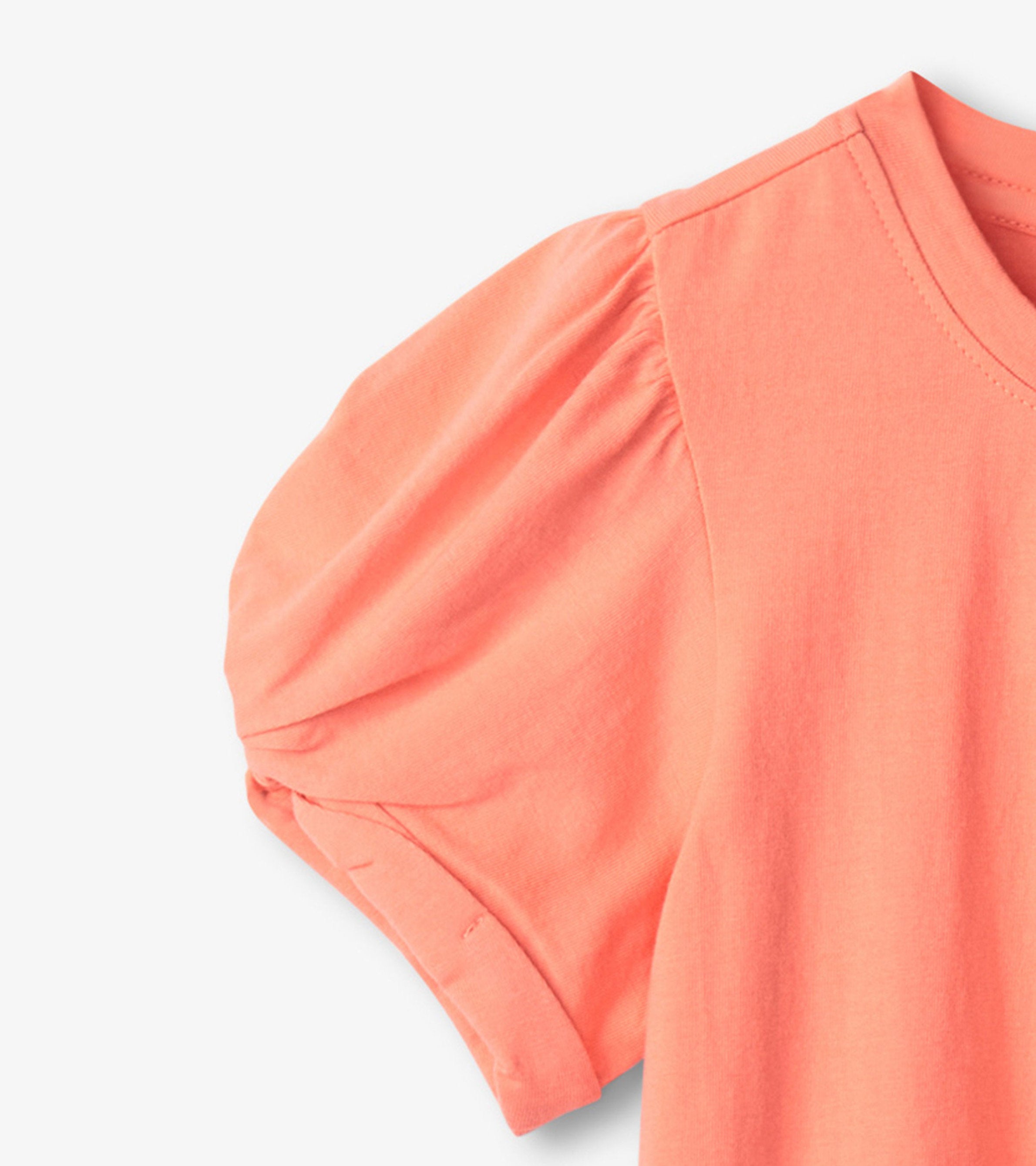 Girls Coral Twisted Sleeve Tee