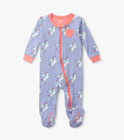 Baby Girls Rainbow Unicorn Footed Sleeper