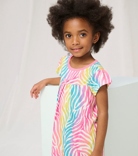 Rainbow Zebra Short Sleeve Nightdress